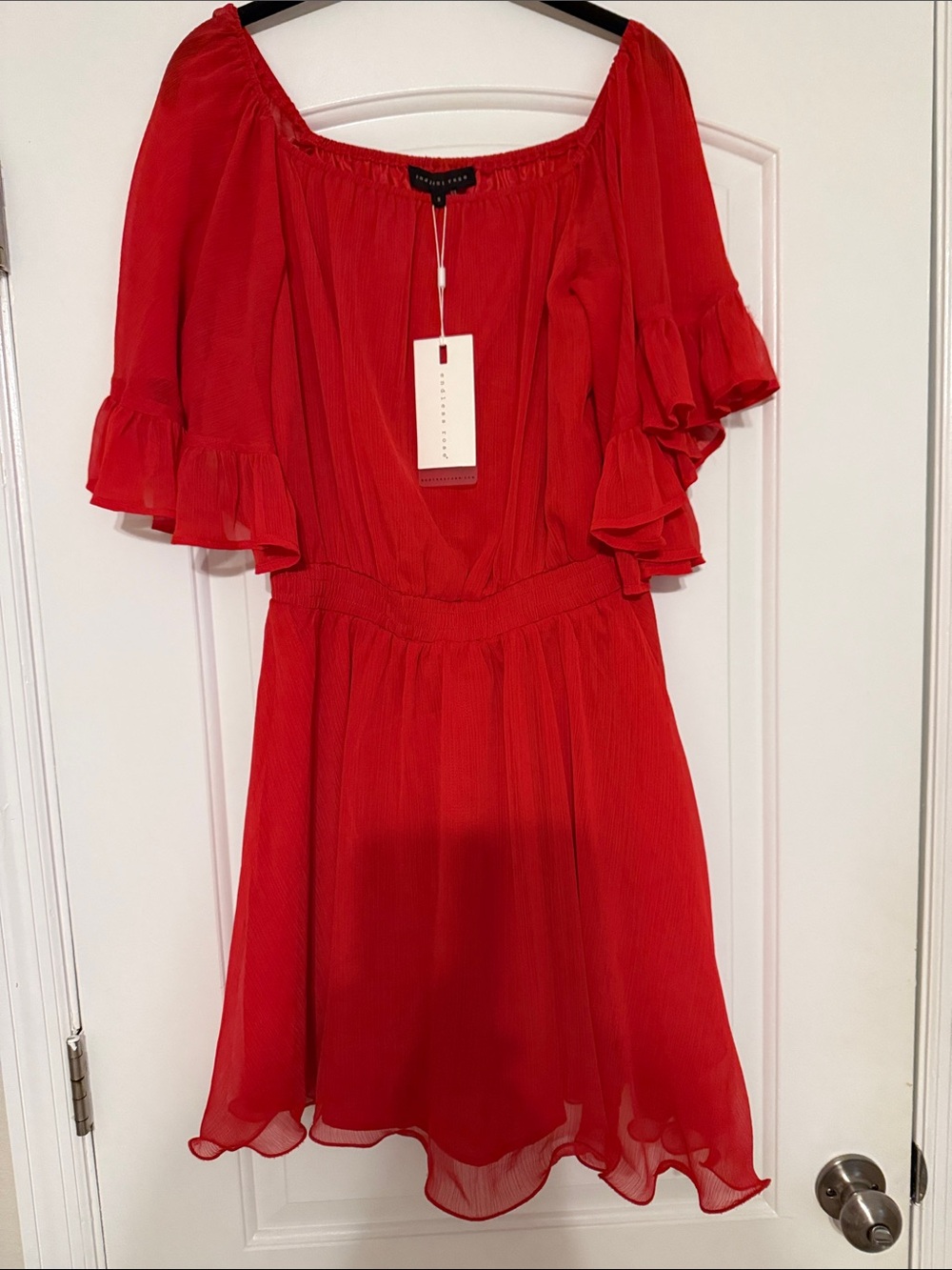 Endless Rose Red Ruffle Sleeve Mini Dress